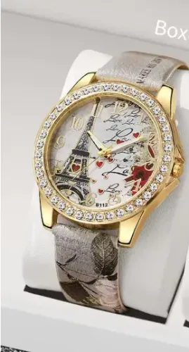 5 pçs moda strass relógio feminino flores impresso pulseira de couro 