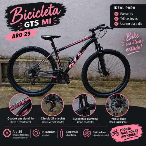 Bicicleta GTS M1 Aro 29 21 Marchas Freio a Disco