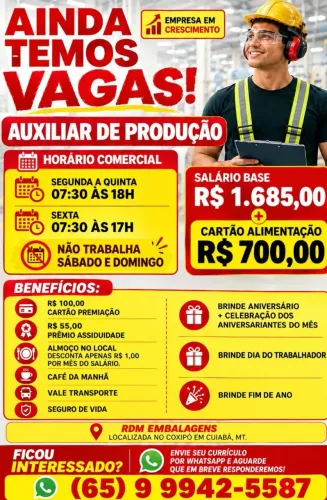 Venha fazer parte da nossa equipe imediato