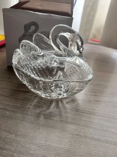 Bomboniere Baleiro com Tampa Cisne Cristal Incolor - Novo