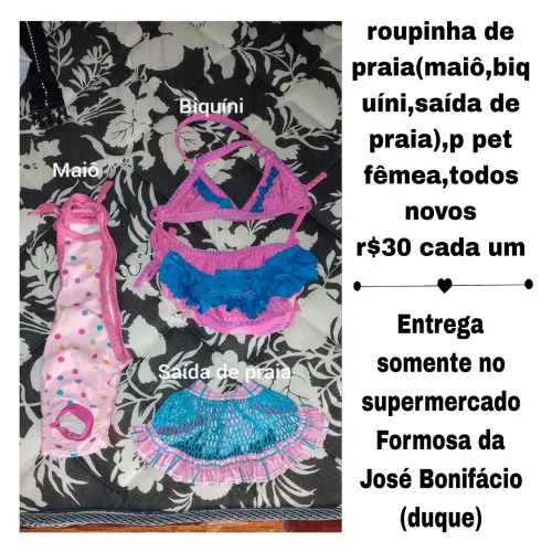 Roupinhas de praia para pet fêmea novas Tam único r$30 cada peça