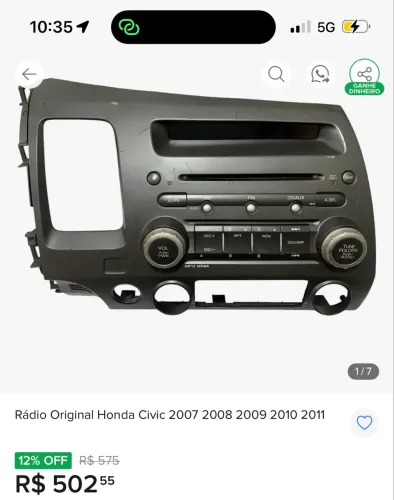 Rádio original do Honda civic 2007 a 2011