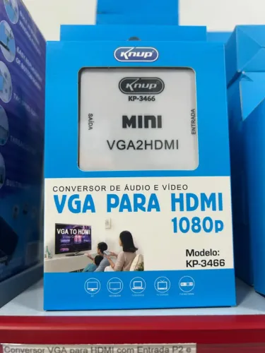 Adaptador VGA para HDMI com Entrada P2
