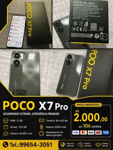 Celular Xaiomi Poco X7 Pro 10x Cartões 