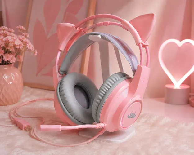 Excelente headset gamer orelhas gatinho