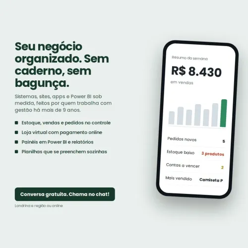 Sistema de controle, site e app sob medida