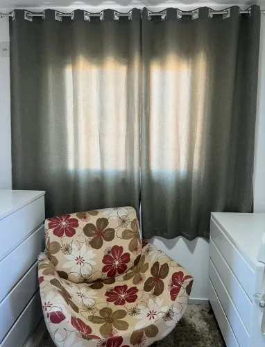 Cortinas de linho + Bastão cromado