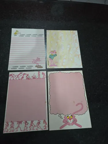 Lote Papel De Carta Antigo Pantera Cor-de-rosa Anos 80 90 Original