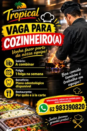 Tropical Gastrobar e restaurante vaga cozinheira(o) 