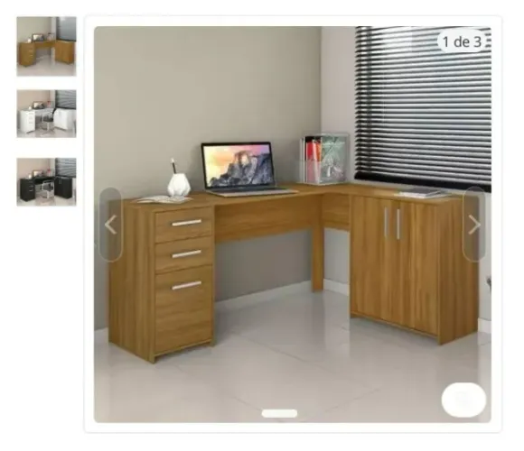 Mesa para Escritório Freijó com 2 Portas e 3 Gavetas em Oferta Especial