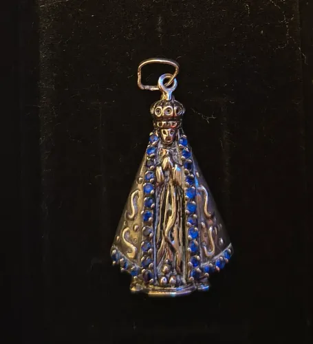 Pingente Nossa Senhora Aparecida Em Prata Cravejado 3,7g