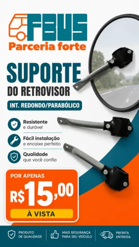 Suporte Retrovisor Redondo/Parabólico - Só R$ 15!