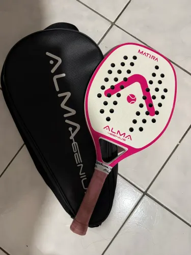 Raquete Beach Tennis Alma Genius Matira Branca/Rosa Carbono 1 k 