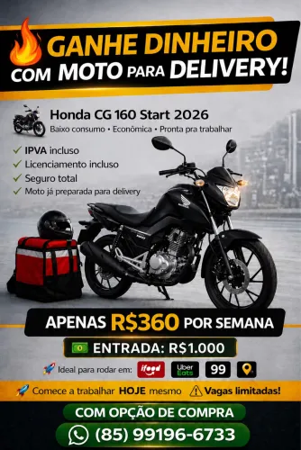 HONDA LOCAÇÃO MOTO ZERO KM C/OPCAO DE COMPRA (saia de moto zero na hora)