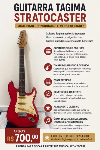 Guitarra no Modelo: Tagima Stratocaster