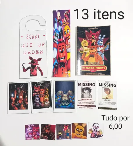 Mini Kit 13 itens FNAF TUDO por 6,00 [LEIA O ANÚNCIO!!]