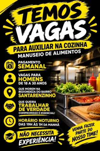 Vaga para auxiliar de cozinha