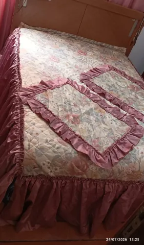 Colcha cobre leito babados com porta travesseiros