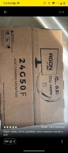 Monitor Gamer Aoc Agon G50 24 144hz 0,5ms 24g50f Preto