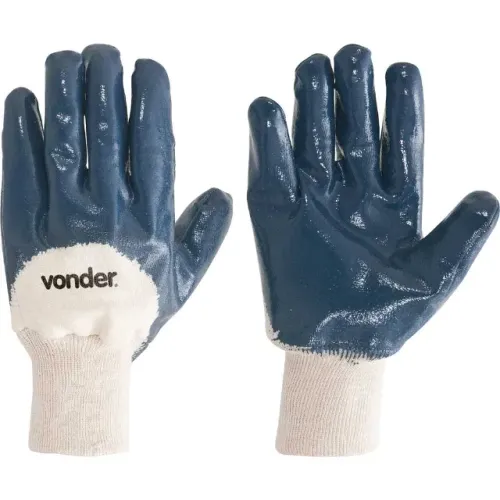 Luva de malha com borracha nitrílica, cor azul, tamanho 10, MNV 0001 VONDER 