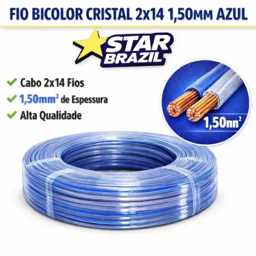 FIO BICOLOR CRISTAL 2X14 1,50MM AZUL STAR BRAZIL