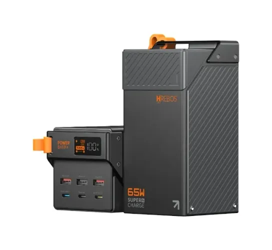 Carregador Portátil 50000 mAh 65W Hrebos Turbo PD Digital