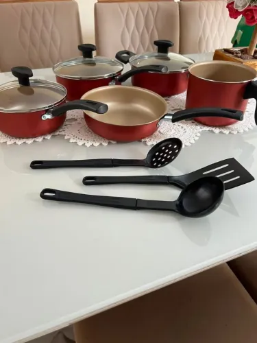Jogo de Panelas Vermelhas 8 Peças Antiaderentes