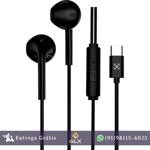 Fone de Ouvido Auricular Com Fio Tipo-c Fortrek Eb210 Preto *ENTREGA GRÁTIS*