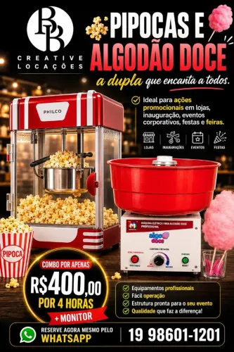 Algodão doce e  pipoca 