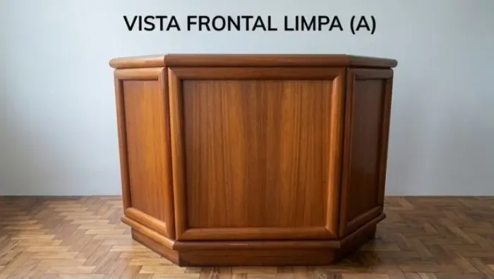 Balcão de Bar Vintage em Madeira com Tampo de Vidro | Anos 70/80 | Excelente Conservação