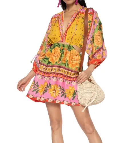 vestido curto marias farm estampado g