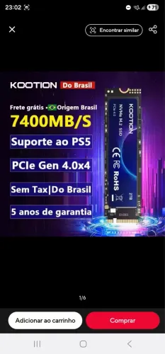 NVME 2TB PS5/PC PCIe Gen 4.0x4 7400MB/S