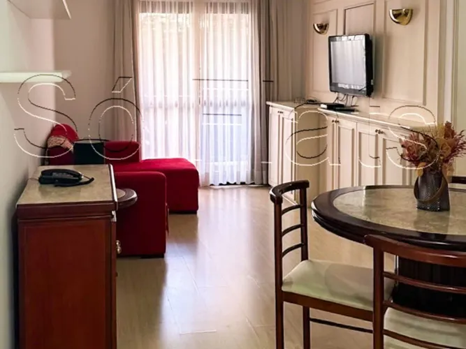 Flat mobiliado à venda no Jardim Paulista com 43m² próximo à Avenida Paulista