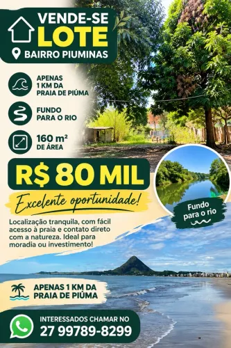 Lote no Piuminas de fundo pro rio