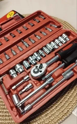 Kit Jogo 46 Peças Chaves Soquetes Catraca Bits 1/4 Ferramenta Profissional Multiuso Com Ma