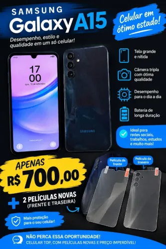 Vende-se Samsung Galaxy A15 com as 2 películas novas