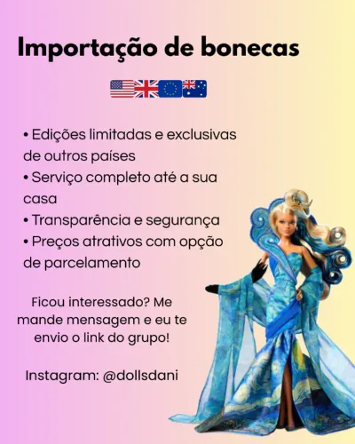 Importação de bonecas Barbie, Monster High, Disney