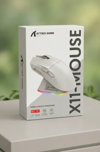 Mouse Attack Shark X11 Preto Sem Fio 22K DPI 62g + Dock RGB