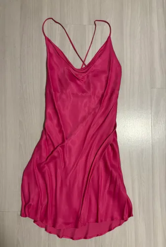 Vestido Zara Slip Dress Acetinado Rosa PP