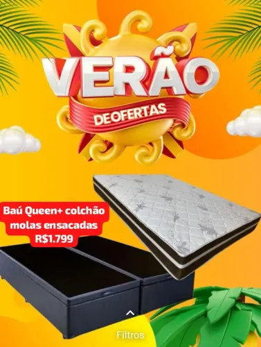 Base baú Queen+ colchão molas ensacadas