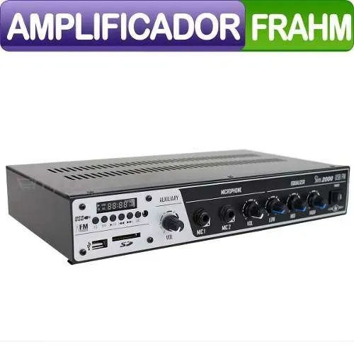 Amplificador Slim 2000 C/ Radio FM / Usb /Sd Card 120W Frahm