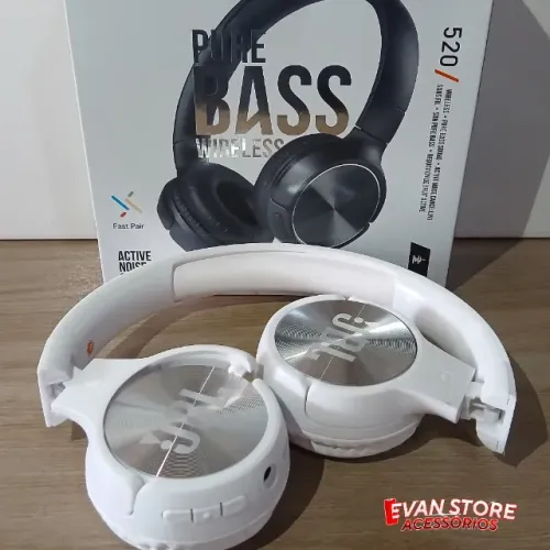 Fone Abafador bluetooth Headphone JBL 520 branco
