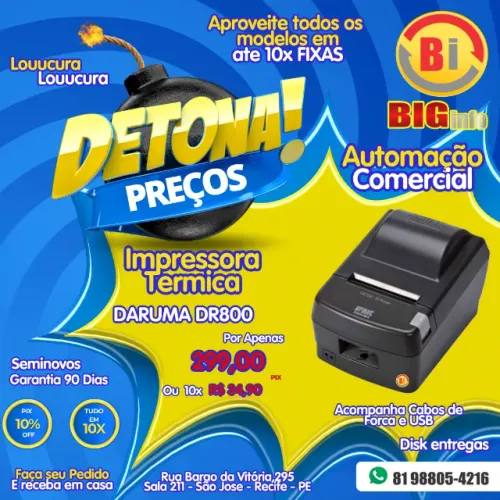 Impressora Bematech MP 100S TH USB - Serrilha - 10x Fixas 