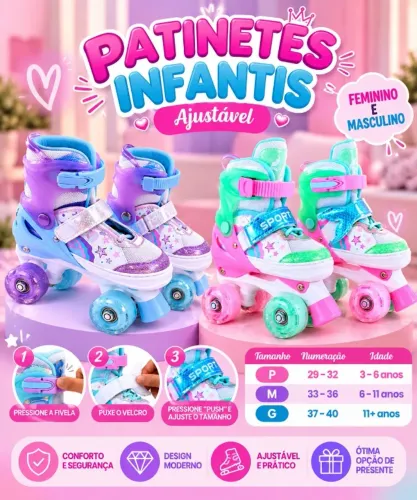 PATINS 4 RODAS COM LED