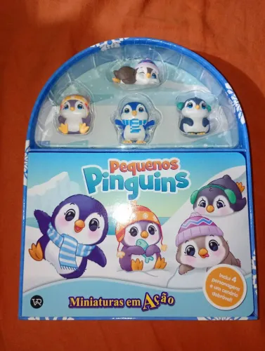 Livro com Miniaturas Pinguins, para brincar 