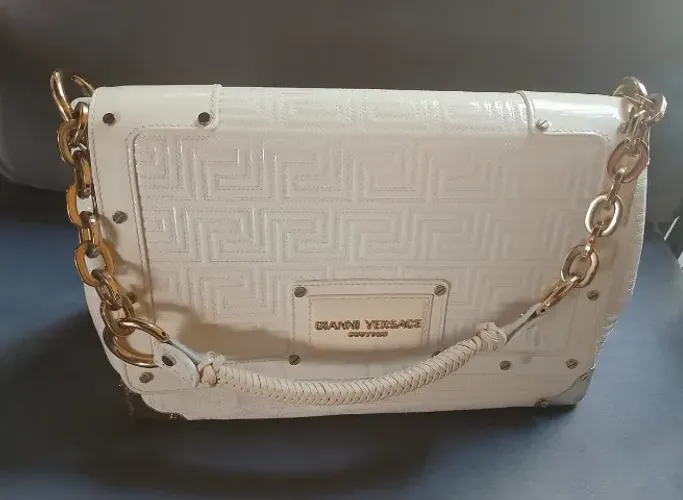 Bolsa Gianni Versace Madonna Patent Leather White Bag