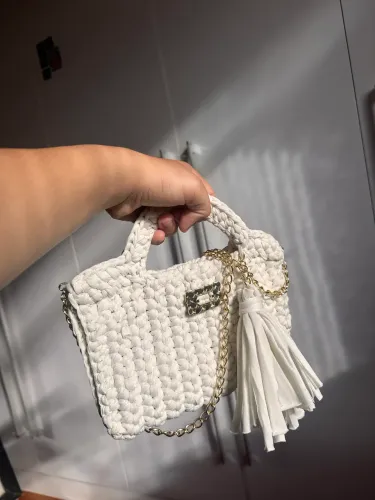Bolsa feminina crochê branca 