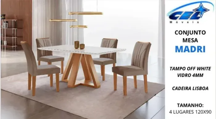 Conjunto Mesa Madri c/ 4 cadeiras - *nova na embalagem*
