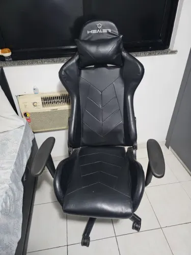 Cadeira Cadeira Gamer Reclinável Strike Healer Preta