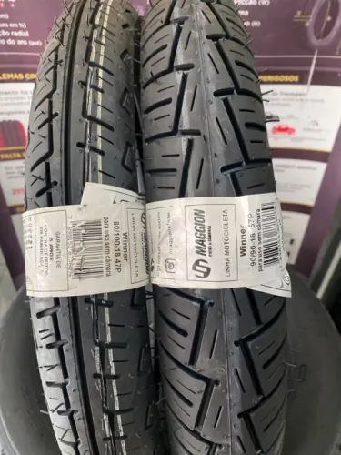 Par de pneus 80/100/18 e 90/90/18 S/câmara Maggion (instalação gratuita)